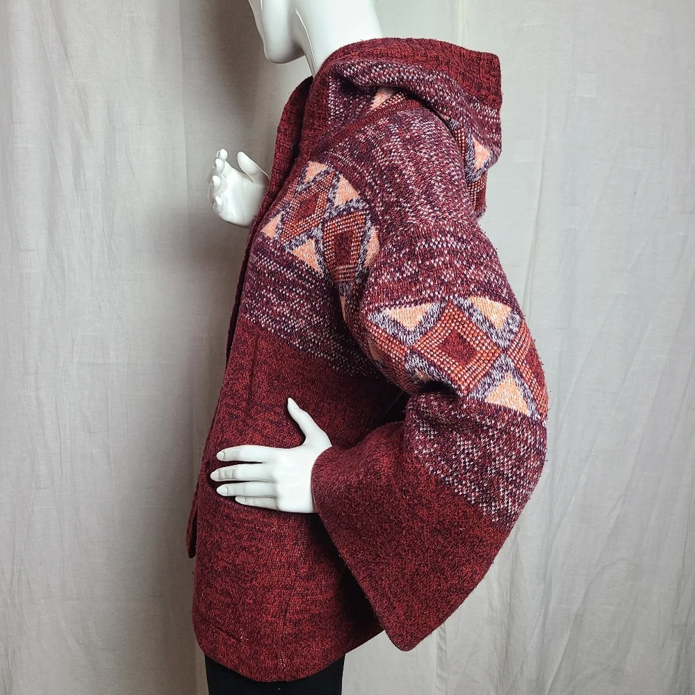 Vintage Eaton Women's L Jacket Acrylic Nordic Geometric Alpine Long Sleeves - Picture 5 of 13